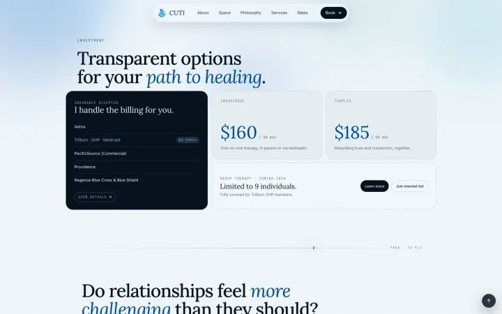 Investment — transparent rates, insurance handled