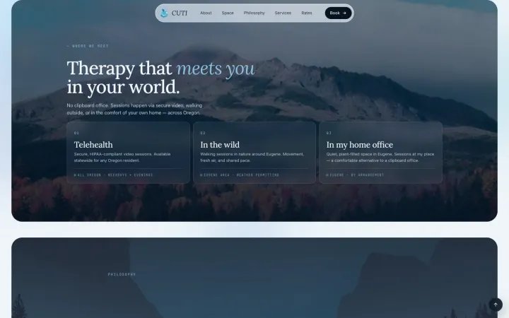 Where we meet — telehealth, walking sessions, home office